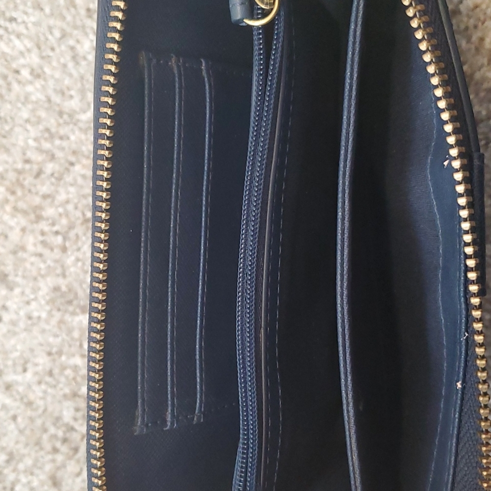 Fossil Navy With Colorful Dots Zipper Wallet - image 3